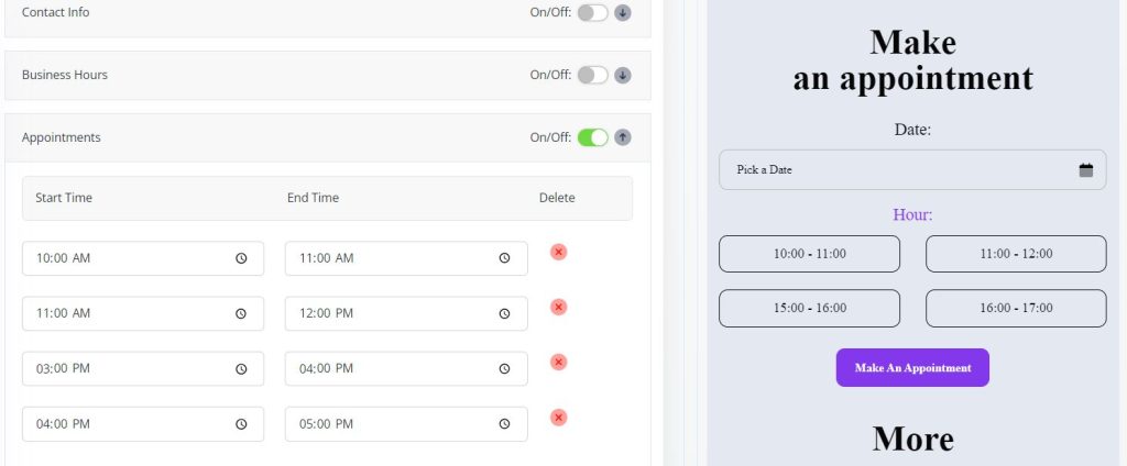 Appointment Scheduler of 3Ccard Digital Biz Card