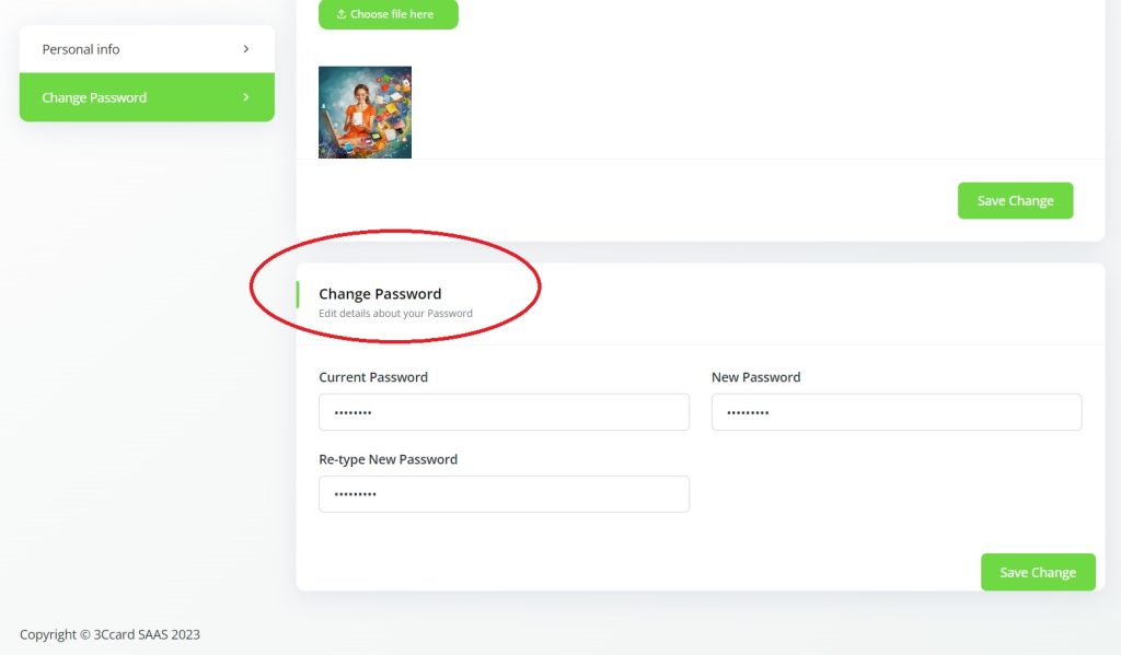 Change Password of 3Ccard Account