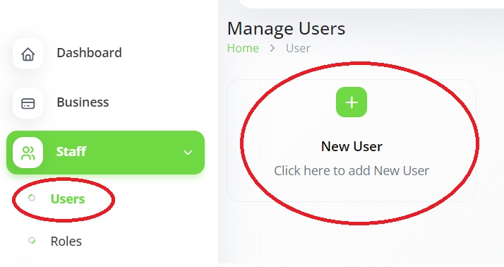 Assign users and roles within 3ccard dashboard