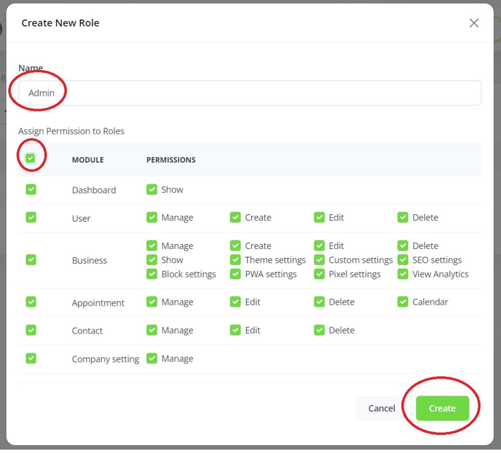 Create Admin Role